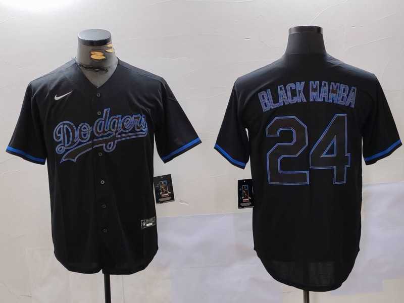 Mens Los Angeles Dodgers #24 Kobe Bryant Black Mamba Lights Out Black Fashion Stitched Cool Base Jerseys